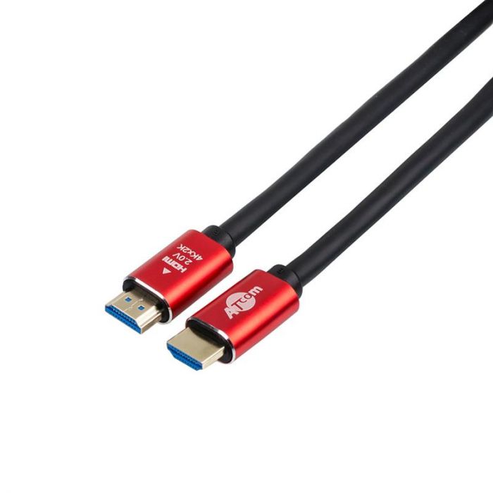 Кабель Atcom HDMI - HDMI V 2.0 (M/M), 4K, 2 м, чорний/червоний (24942) пакет 