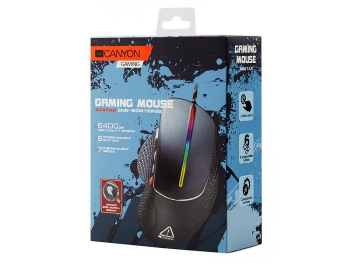 Миша Canyon Apstar CND-SGM12RGB Black USB