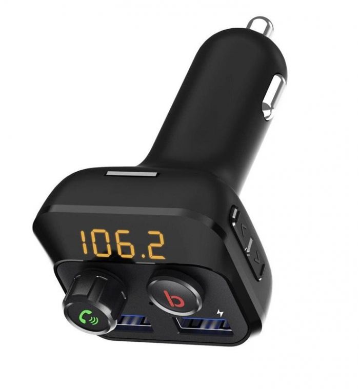 FM-трансмітер Grand-X 98GRX MegaBass Bluetooth V5.0 Hands Free MicroSD, 2хUSB 1A+2.4A