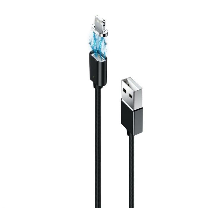 Кабель Grand-X USB-Lightning, магнітний, 1м, Black (MG-01L)