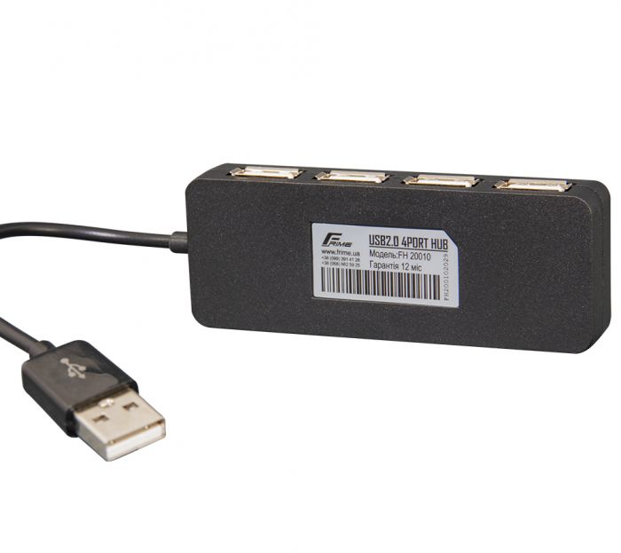 Концентратор USB 2.0 Frime 4хUSB2.0 Black (FH-20010)