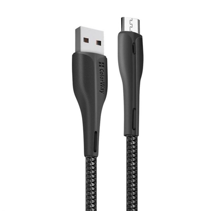 Кабель ColorWay USB - micro USB (M/M), PVC + Led, 2.4 А, 1 м, Black (CW-CBUM034-BK)