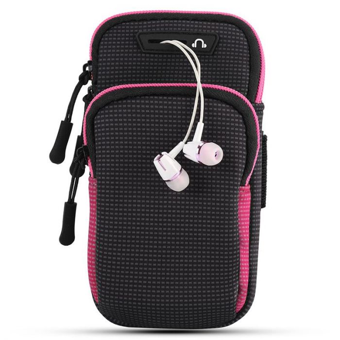 Спортивний чохол на руку BeCover BC0011 6.5" Black/Pink (705345) + органайзер для навушників