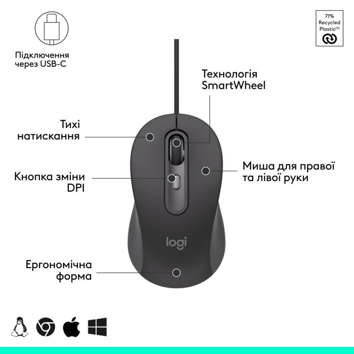 Миша Logitech Signature M520 Graphite (910-007511)