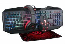 Комплект (клавіатура, мишка) Piko GX100 Black USB (1283126489792) + гарнітура, килимок