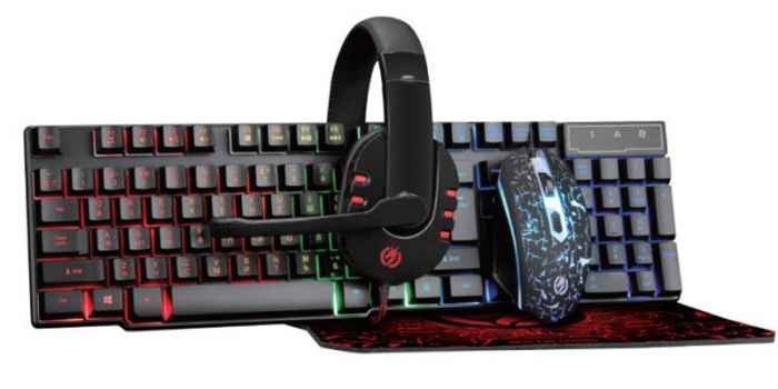 Комплект (клавіатура, миша) Piko GX200 Black (1283126489808) + гарнітура, килимок