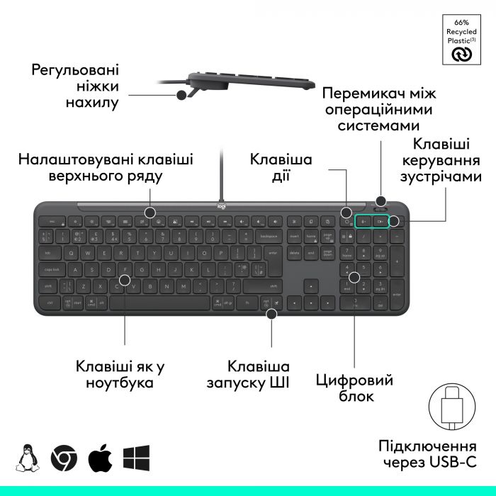 Клавіатура Logitech Signature Slim K620 for Business Graphite (920-013333)