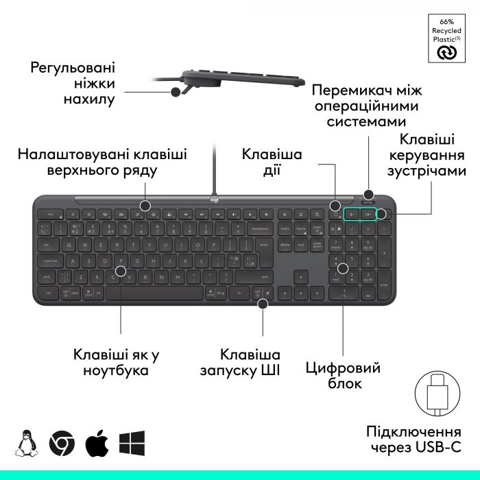 Комплект (клавіатура, миша) Logitech Signature Slim Combo MK620 Graphite (920-013349)