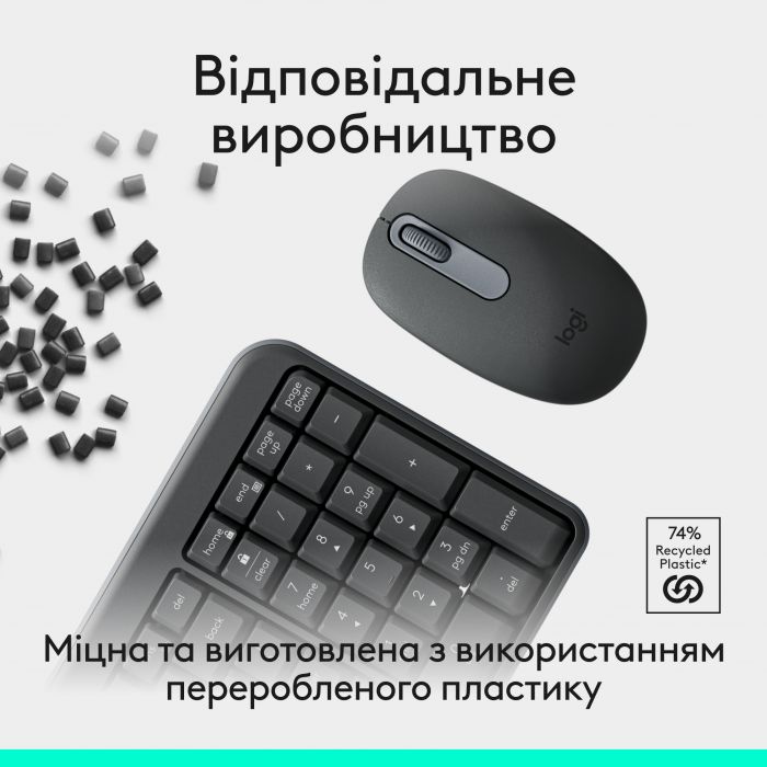 Комплект (клавіатура, миша) бездротовий Logitech MK250 Graphite (920-013823)