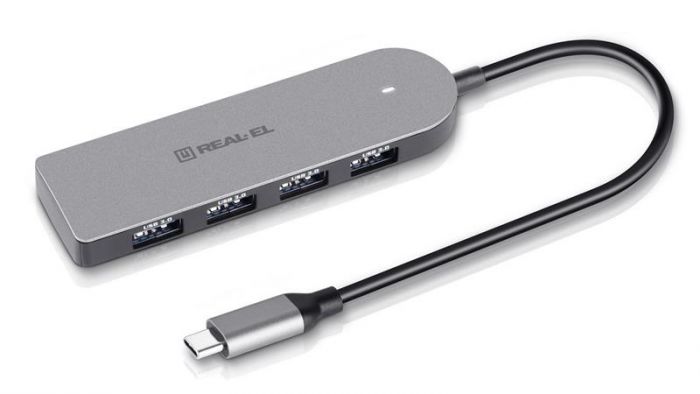 USB-хаб REAL-EL CQ-415 USB Type-C 4-в-1
