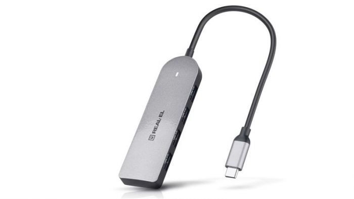 USB-хаб REAL-EL CQ-415 USB Type-C 4-в-1