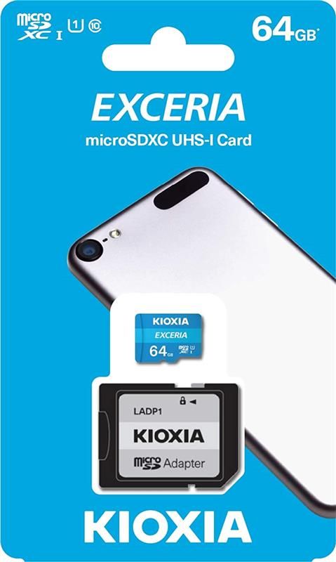 Карта пам`ятi MicroSDXC 64GB UHS-I Class 10 Kioxia Exceria R100MB/s (LMEX1L064GG2) + SD-адаптер