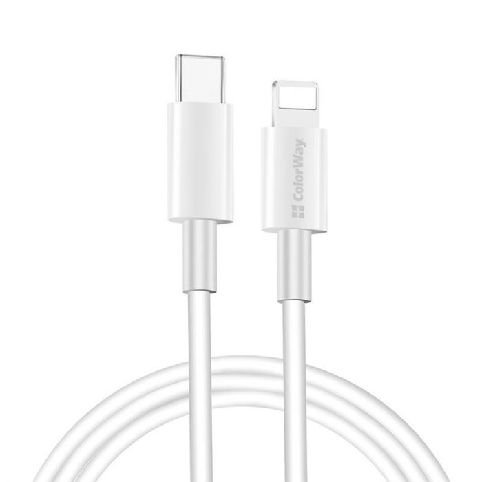 Кабель ColorWay USB-C-Lightning, 3.0А, 1м, White (CW-CBPDCL032-WH)