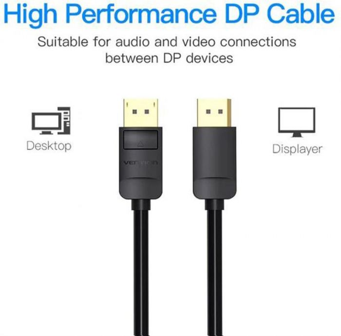 Кабель Vention DisplayPort - DisplayPort (M/M), 1 м, чорний (HACBF)