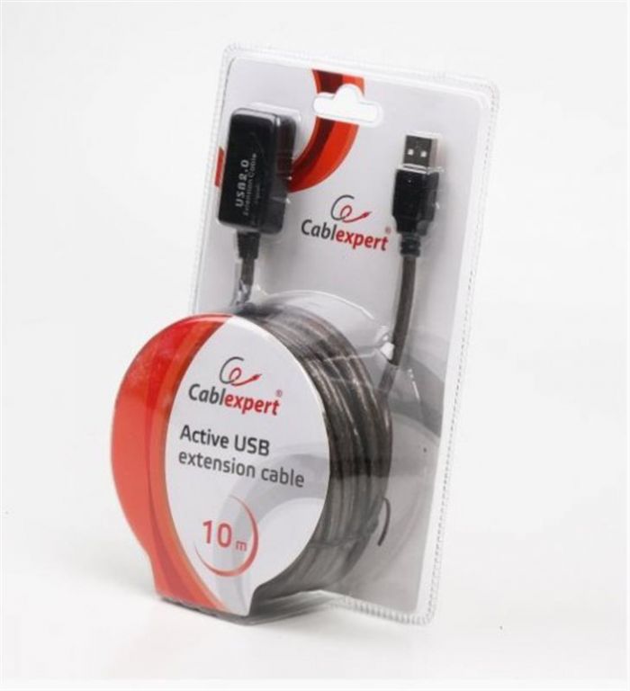 Кабель Cablexpert USB - USB V 2.0 (M/F), активний подовжувач, 10 м, чорний (UAE-01-10M) 