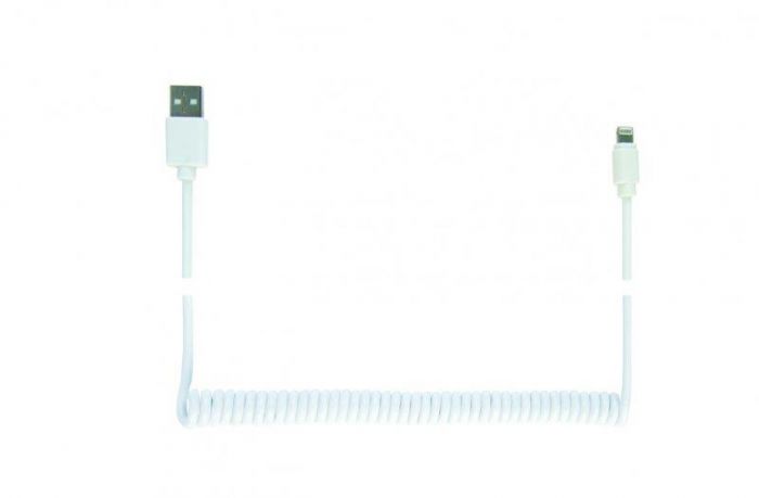 Кабель Cablexpert USB - Lightning (M/M), спіральний, 1.5 м, білий (CC-LMAM-1.5M-W)