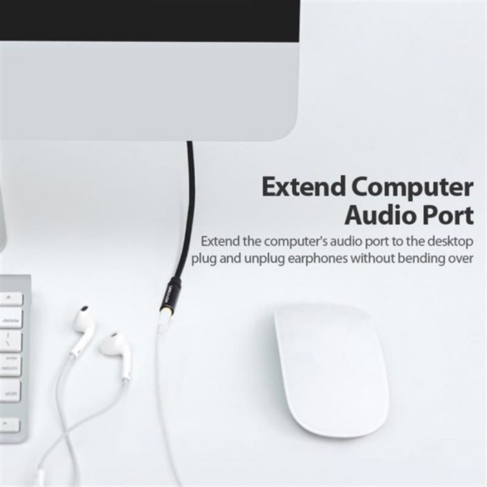 Кабель Vention Audio 3.5 мм - 3.5 мм (M/F), удлинитель, 3 м, Black (BHBBI)_