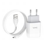 Зарядний пристрій Hoco C72A Glorious (1USB, 2.1А) White (6931474713001) + кабель MicroUSB