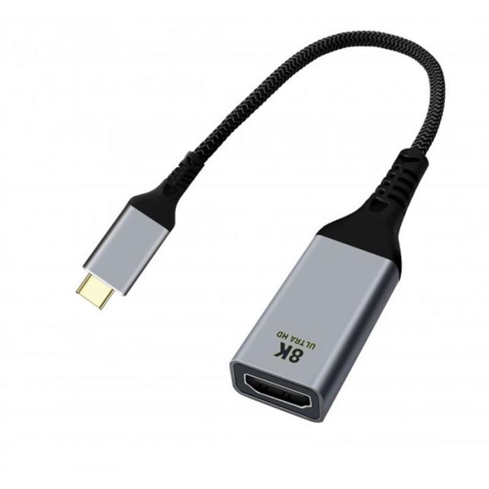 Перехідник Cablexpert USB Type-C - HDMI (M/F), 0.15 м, чорний/сріблястий (A-CM-HDMIF8K)
