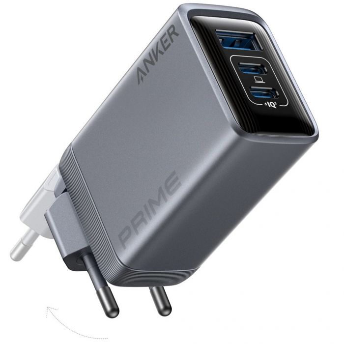 Мережевий зарядний пристрій Anker PowerPort GaNPrime 100W 2xUSB Type-C, USB Type-A Silver (A2688341)