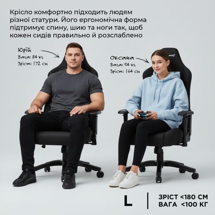 Крісло для геймерів Anda Seat Luna Size L Grey (AD18-44-G-F)