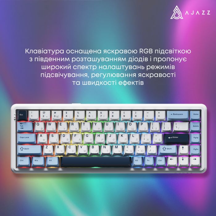 Клавіатура бездротова Ajazz AK680 Max (8+8K) Magnetic Switch White (AK680-M-BWD-A)