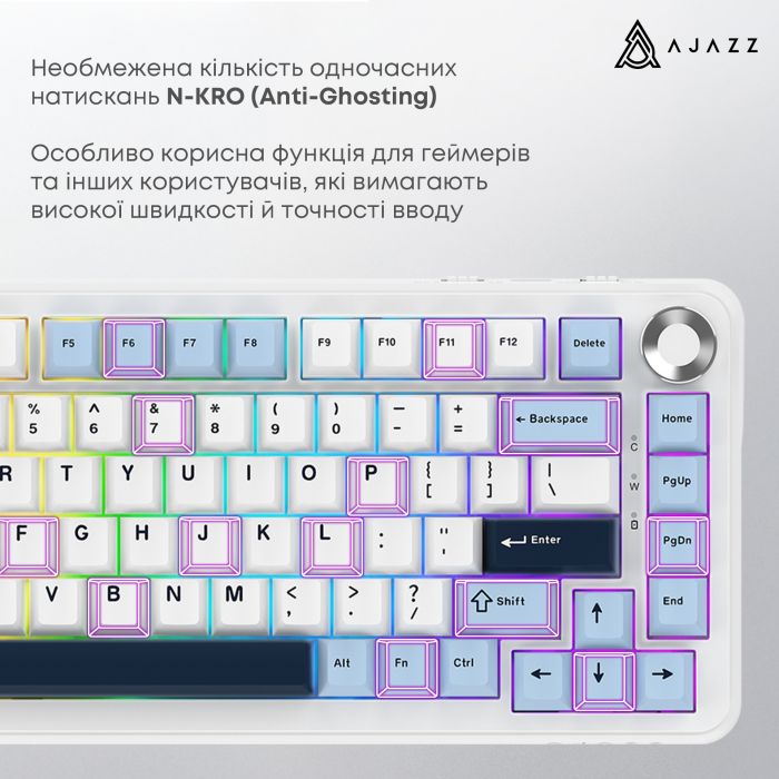 Клавіатура бездротова Ajazz AK820 Max Plus Day Dream Switch White (AK820MAX-DD-BWD)