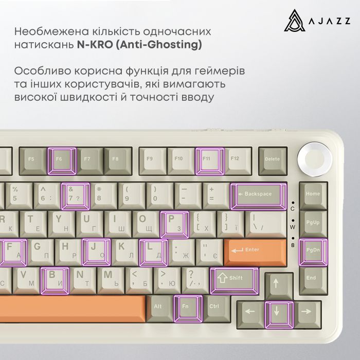 Клавіатура бездротова Ajazz AK820 Max Flying Fish Switch Retro Colour (AK820MAX-FF-R)