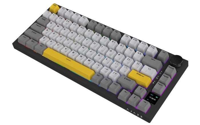 Клавіатура бездротова Ajazz AK820 Pro Flying Fish Switch Black RGB With Screen (AK820PRO-FF-BGY)