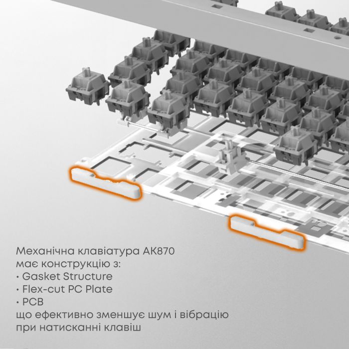 Клавіатура бездротова Ajazz AK870 Plus Murad Switch White (AK870-MU-BWD)