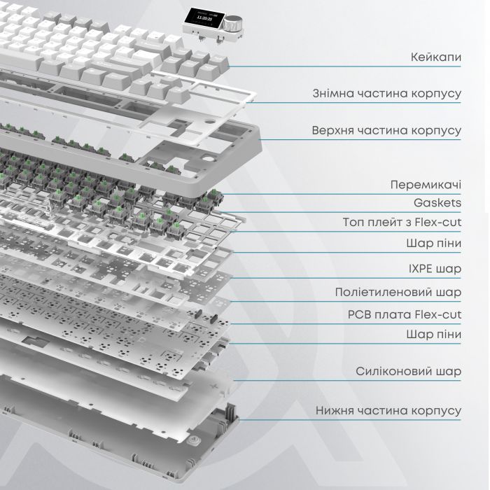 Клавіатура бездротова Ajazz AK870 Plus Murad Switch White (AK870-MU-BWD)