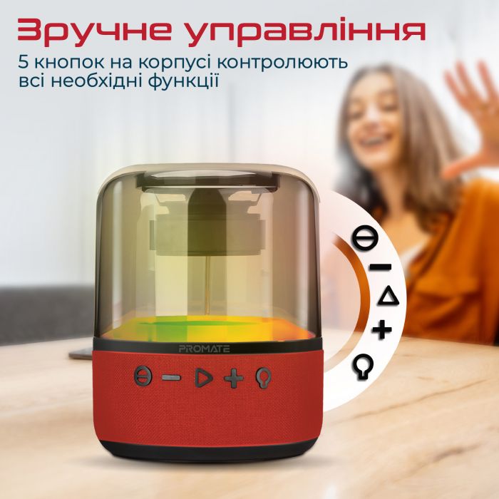 Акустична система Promate Glitz-L 10W Red