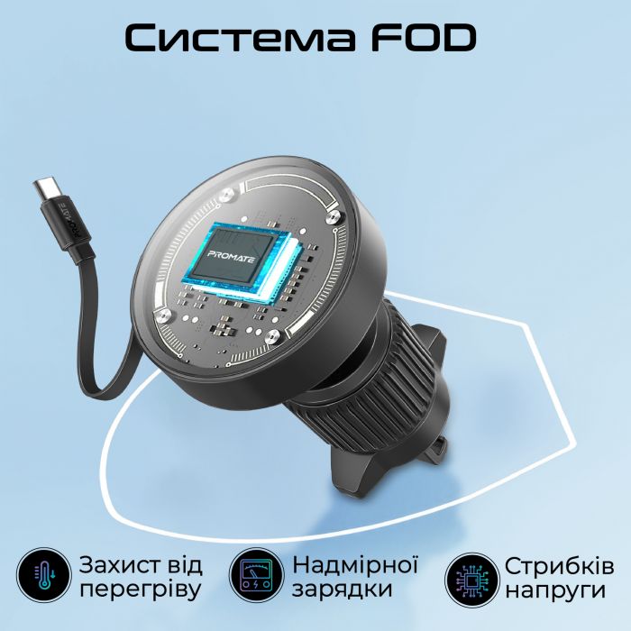 Автомобільний зарядний пристрій Promate Magdrive-r Black