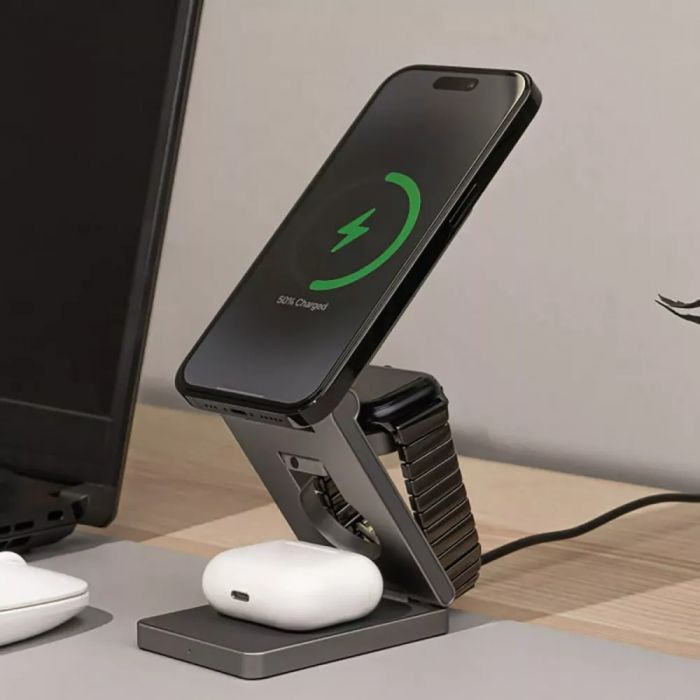 Бездротовий зарядний пристрій Proove Titan Volt 3in1 Gray (WSTV15000003)