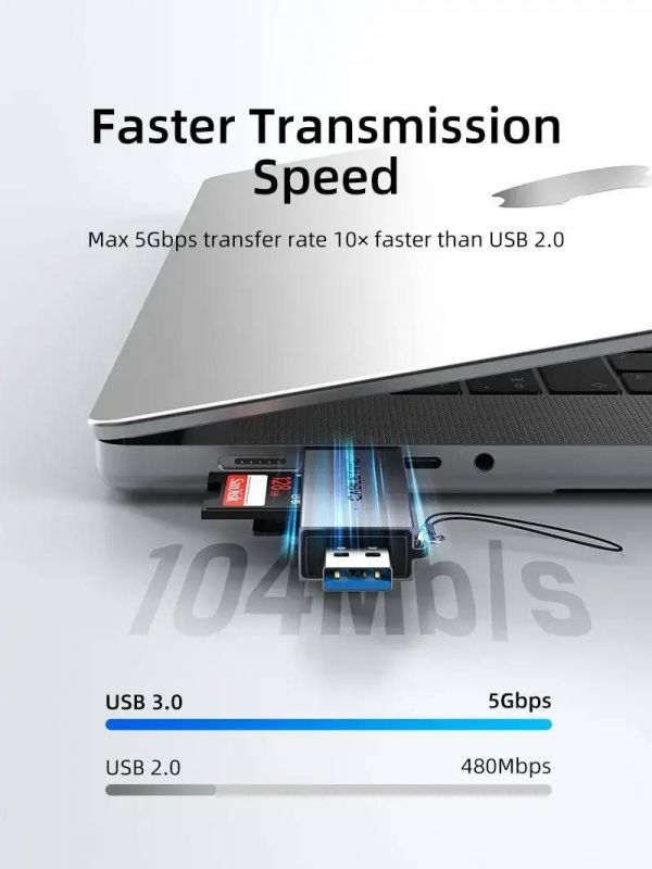Кардрідер Cabletime USB3.0 A + USB Type-C, SD/TF, 5Gbps (CD40G)