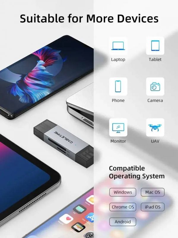 Кардрідер Cabletime USB3.0 A + USB Type-C, SD/TF, 5Gbps (CD40G)