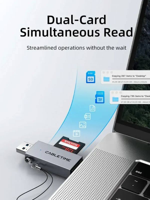 Кардрідер Cabletime USB3.0 A + USB Type-C, SD/TF, 5Gbps (CD40G)