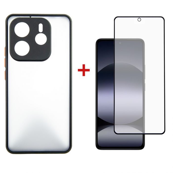 Чохол-накладка Dengos Matt для Xiaomi Redmi Note 14 Pro Black (DG-KM-128) + захисне скло