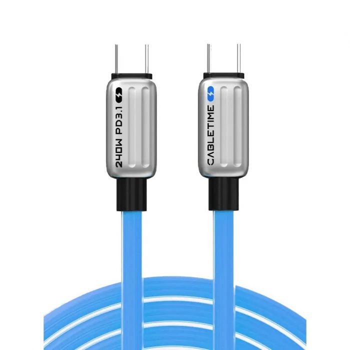 Кабель Cabletime USB Type-C - USB Type-C (M/M) PD 240W, 1 м, Blue (CU05H)