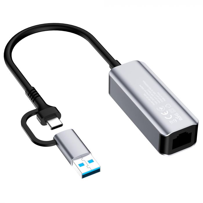 Мережевий адаптер ColorWay USB-A/USB-С 3.0 - RJ45 (CW-AD-CRG)