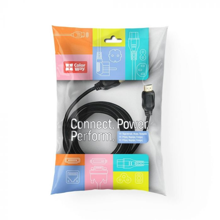 Кабель ColorWay HDMI - HDMI V 2.0 (M/M), 4K/60 Гц, 10 м, Black (CW-CBHD081-BK)