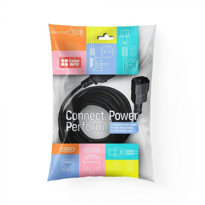 Кабель живлення ColorWay C13-C14, 1 м, Black (CW-CBP087-BK)