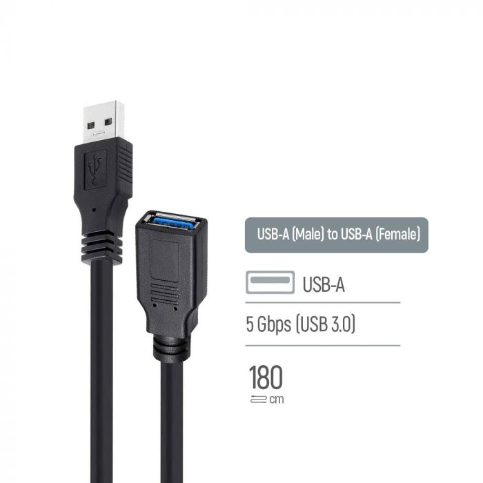 Кабель ColorWay USB - USB V 3.0 (M/F), 1.8 м, Black (CW-CBUF075-BK)