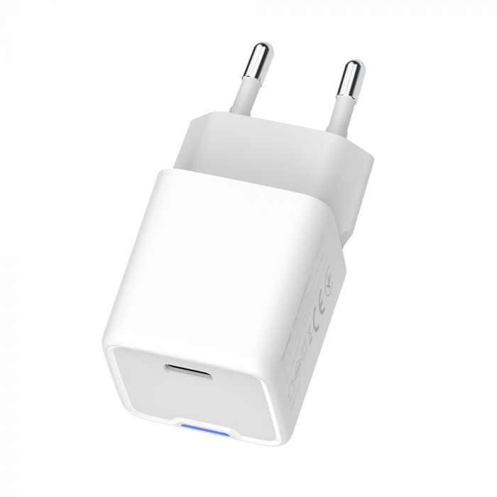 Мережевий зарядний пристрій ColorWay GaN Mini 20W PD Port PPS USB-C White (CW-CHS059PD-WT)