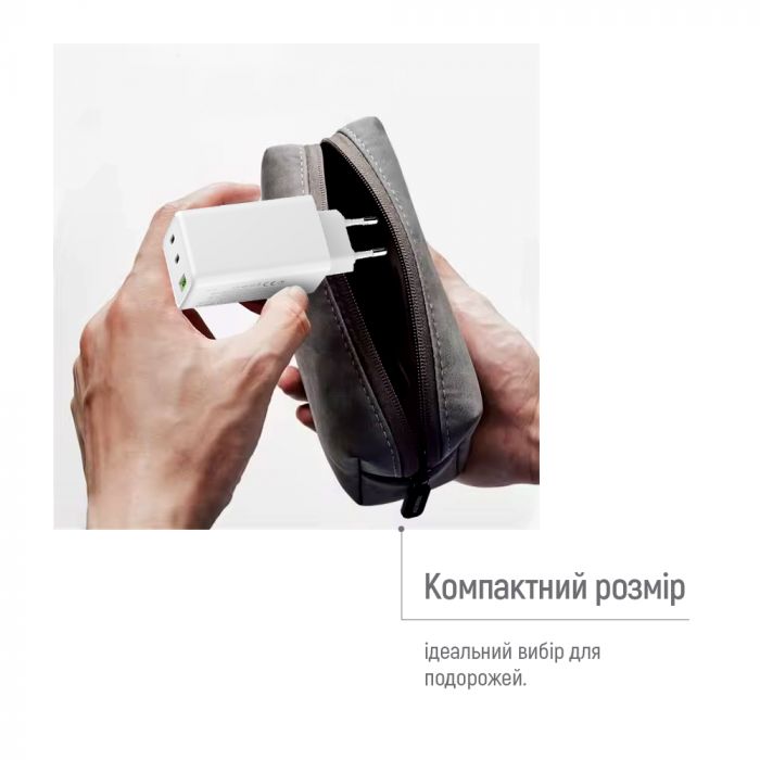 Мережевий зарядний пристрій ColorWay GaN Mini 100W PD Port PPS USB (USB-2C1A) White (CW-CHS061PD-WT)