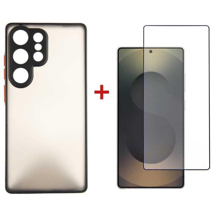 Чохол-накладка Dengos Matt для Samsung Galaxy S25 Ultra SM-S938 Black (DG-KM-144) + захисне скло