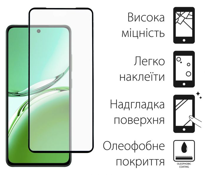 Чохол-накладка Dengos Matte для Oppo  Reno 12F 4G Black (DG-KM-157) + захисне скло