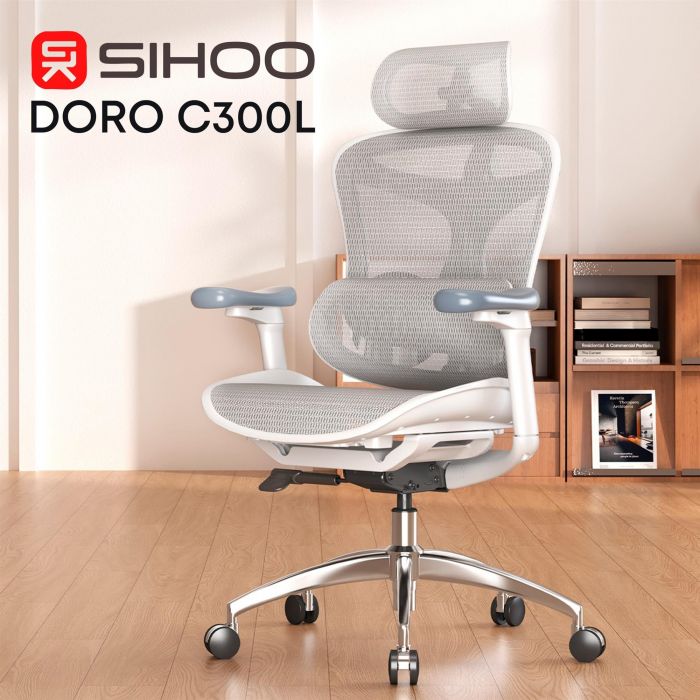 Крісло офісне Sihoo Doro C300L Mesh White DORO-C300L-A3-102)