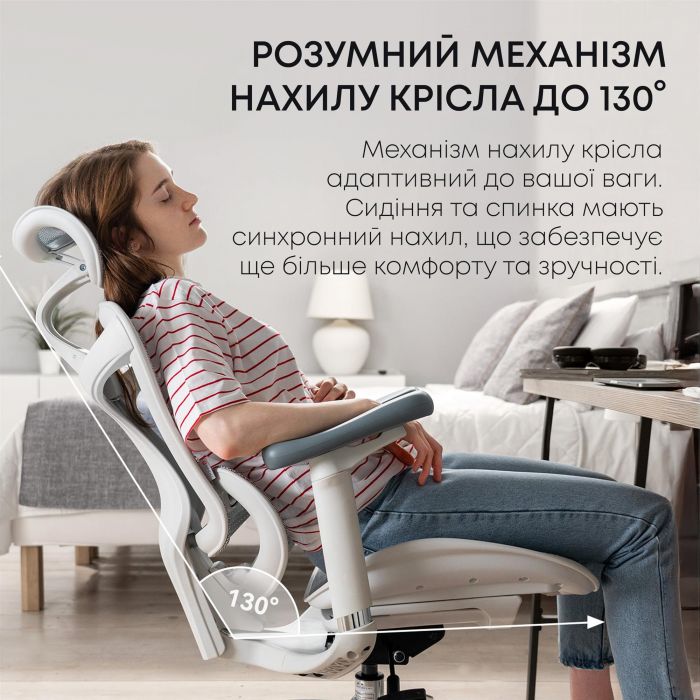 Крісло офісне Sihoo Doro C300L Mesh White DORO-C300L-A3-102)