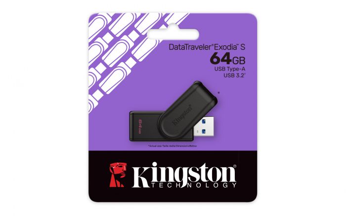 Флеш-накопичувач USB3.2 64GB Kingston DataTraveler Exodia S Black (DTXS/64GB)
